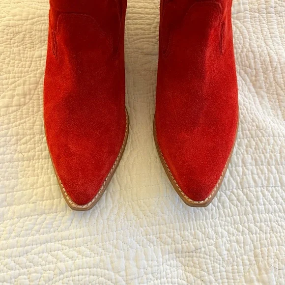 Free People x Jeffrey Campbell Red Suede Calvera Western Boots Sz 40 - Picture 5 of 9